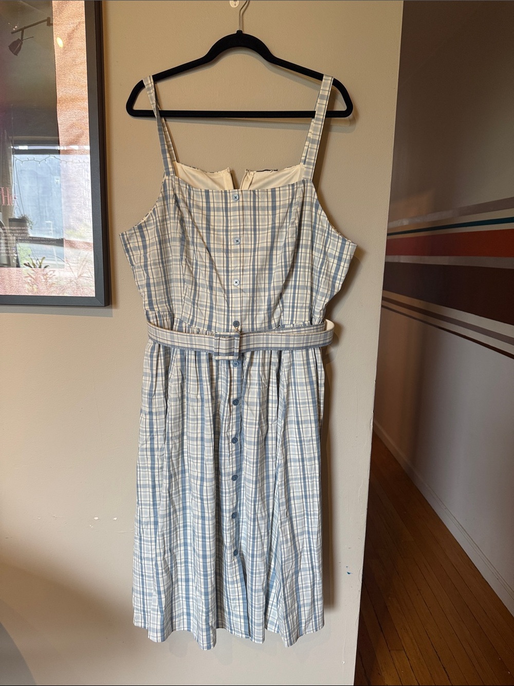 torrid White and Light Blue Plaid Midi Dress